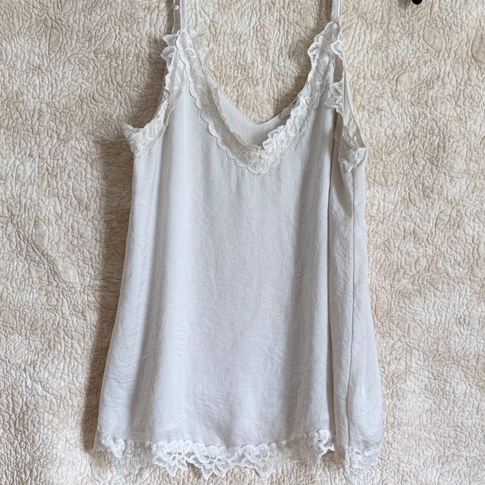 Entro Cream Lace Trim Tank Top